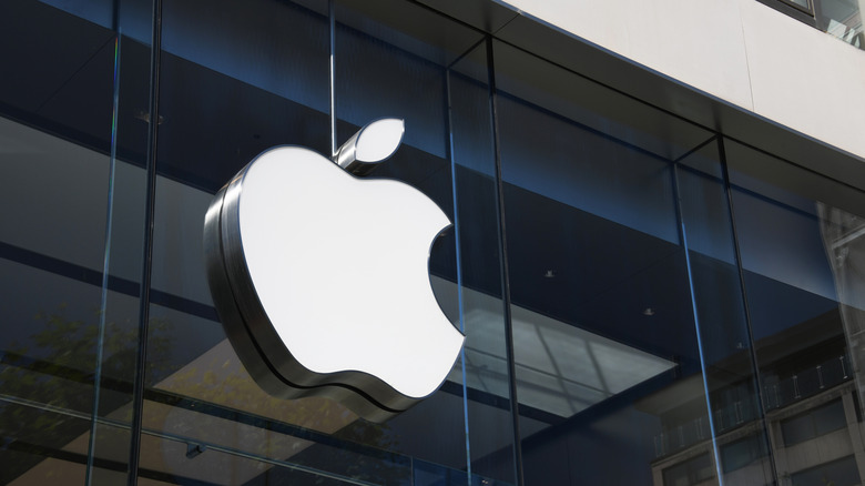 The Apple logo on one of its stores