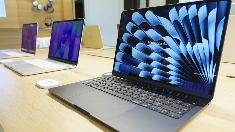 Apple MacBooks on display