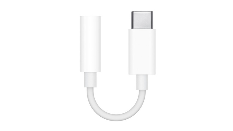 A USB-C to 3.5 mm headphone jack adapter