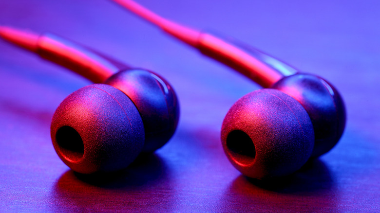 A pair of wired earbuds