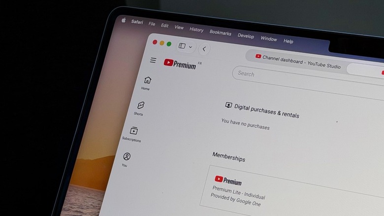 Close-Up of YouTube's subscription page on a MacBook Pro Display