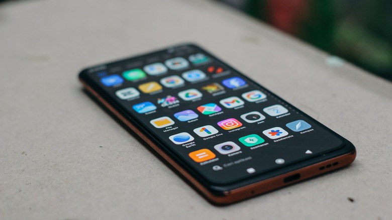 Realme phone with apps on the screen