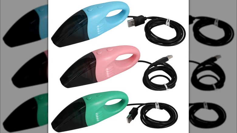 Three colors of Mini Desk Vacuums.