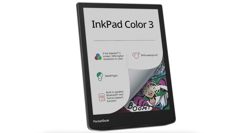 The PocketBook InkPad Color 3 e-reader.