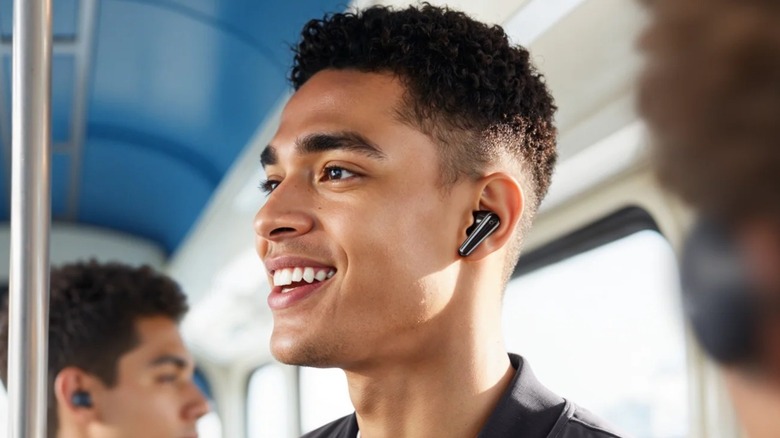 Man using Soundcore's Liberty 5 earbuds