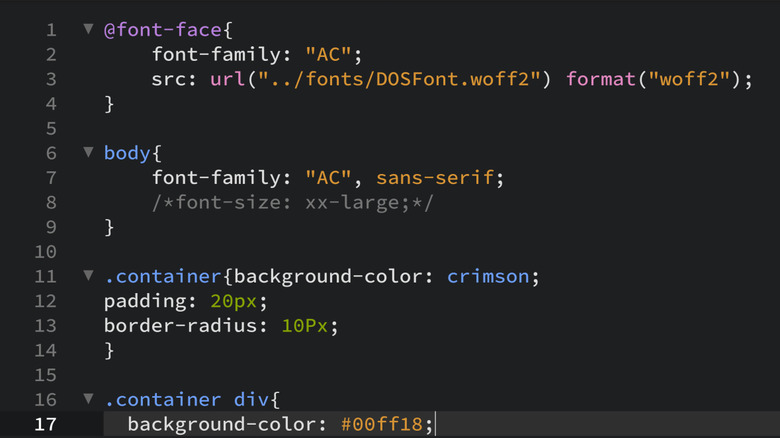 Screenshot of the function of grids in CSS. Here, 23 boxes are arranged in a box (div container) in a grid. This is made possible by the "grid".