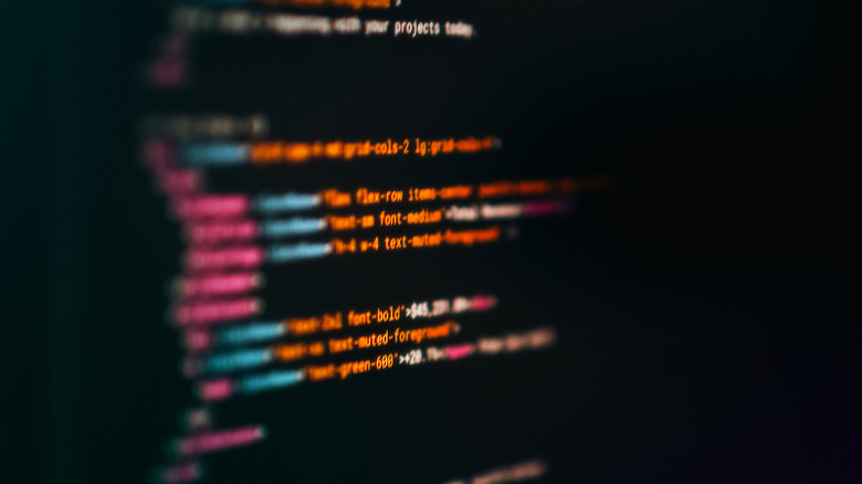 HTML code highlighted in different colors