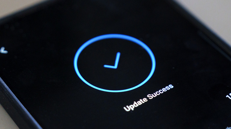 A phone screen displaying an "Update Success" prompt