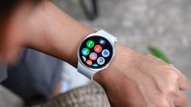 A person looking at the apps on their Samsung Galaxy Watch 8 smartwatch