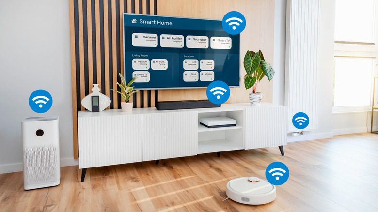 Several Wi-Fi enabled devices with Wi-Fi icons above them