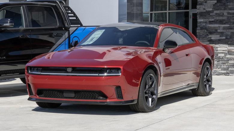 Dodge Charger Daytona R/T parked in red.