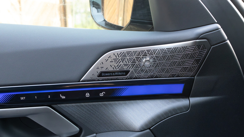A car door with embedded Bowers & Wilkins speaker