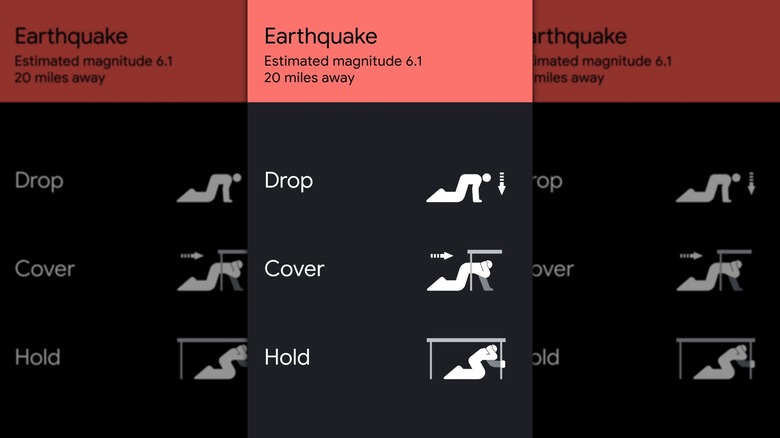 An earthquake alert on an Android phone.