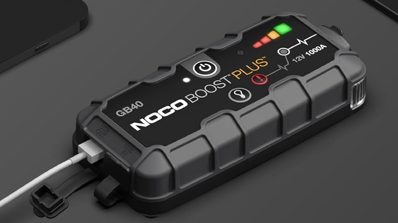 The Noco Boost GB40 on a table.