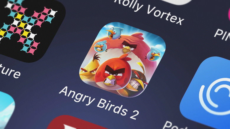 The Angry Birds 2 app on a vehicle display