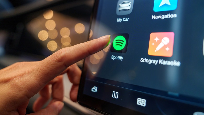 Pressing the Spotify icon on a vehicle's touchscreen