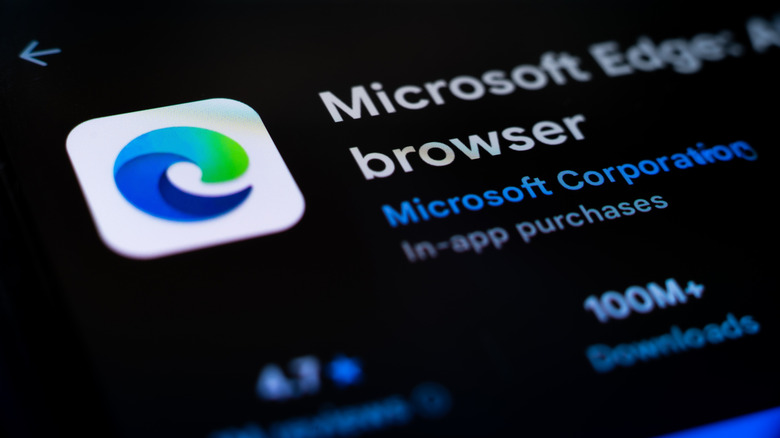 Microsoft Edge listing in Google Play Store on an Android phone