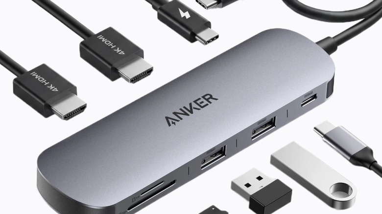 Anker's USB-C hub with several cables around