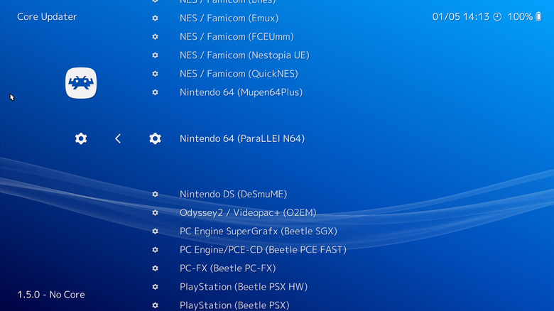 Retroarch core list
