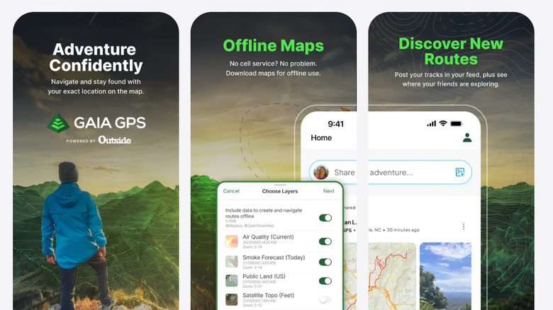 Shots of the Gaia GPS app.