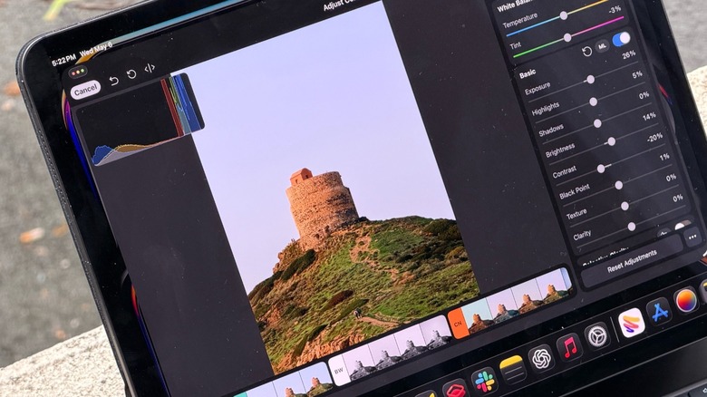 Close up shot of Photomator on an iPad Pro