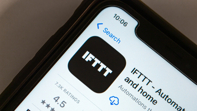 A closeup of a phone screen showing the IFTTT app icon