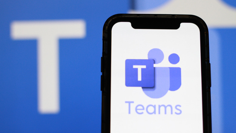 Microsoft Teams logo on a phone screen