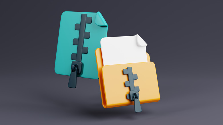 Icons with zippers on black background