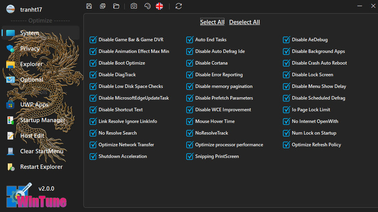 WinTune software open on computer screen