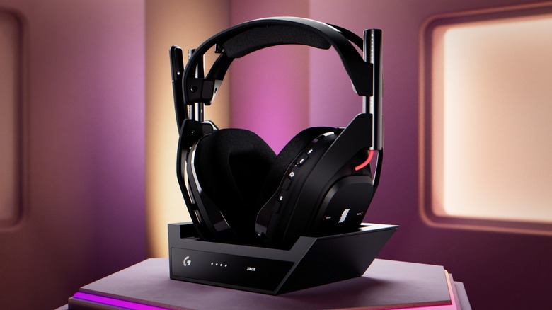 Logitech G A 50 headset in stand