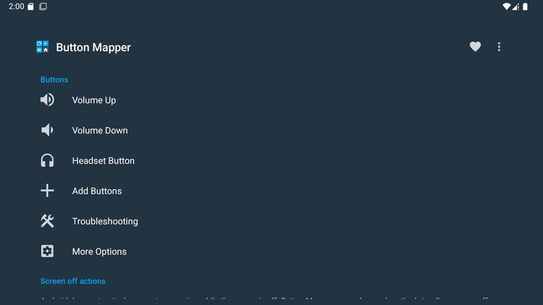 The Button Mapper interface showing audio options