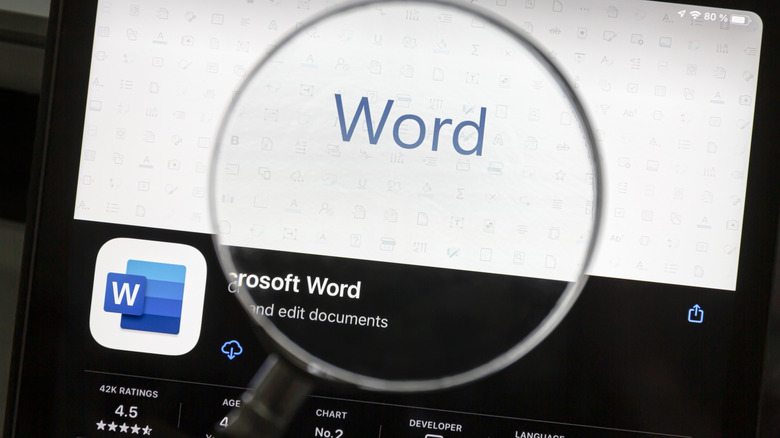 Microsoft Word in an app store