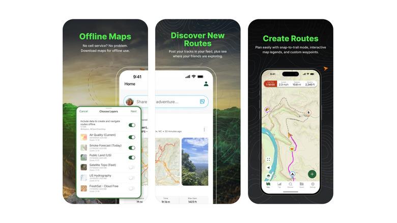 Promotional screenshot of the Gaia GPS app