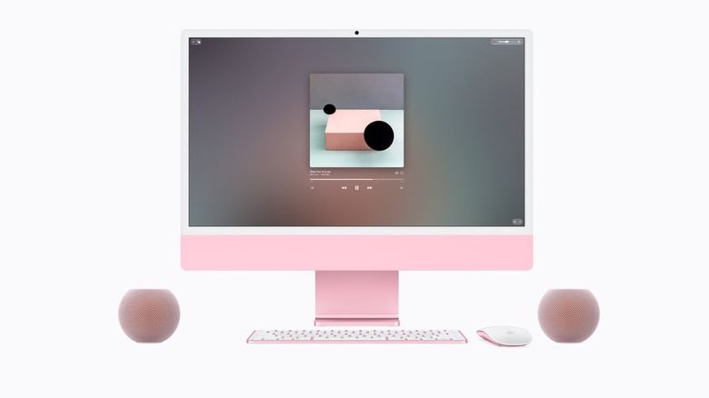 Apple's HomePod mini 2 paired with an iMac
