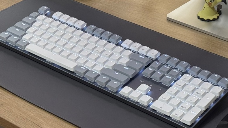 Close-up shot of Satechi's mechanical keyboard on a desk
