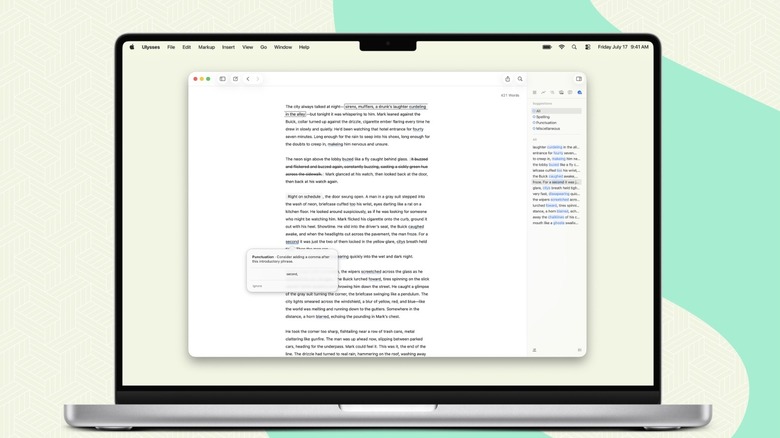 Ulysses' Revision Mode on MacBook