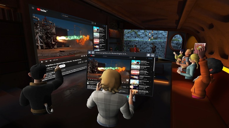 Screenshot of virtual characters watching YouTube videos
