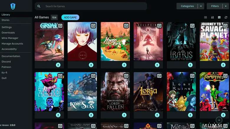 Heroic Games Launcher screenshot showing games library