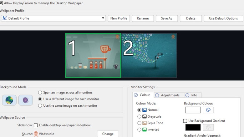 The DisplayFusion desktop wallpaper manager.