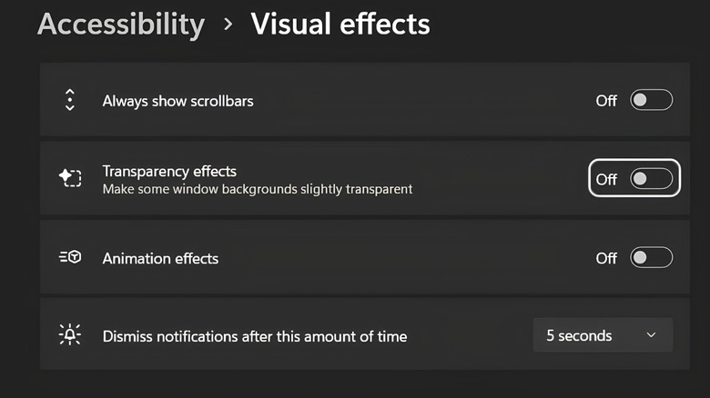 A screenshot of Windows 11 accessibility menu