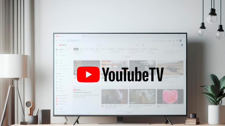 A television displaying YouTube TV logo