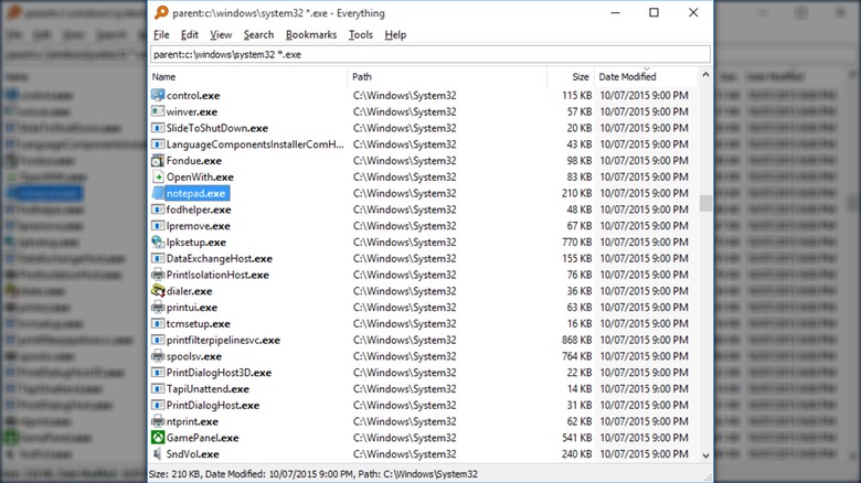 A screenshot showing the Everything app in action