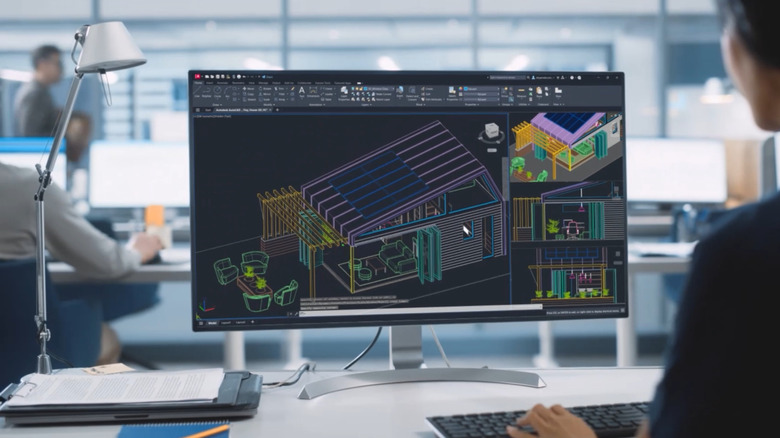 Screenshot of AutoCAD on PC screen from video