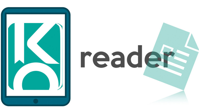 KOReader logo with tablet on white background