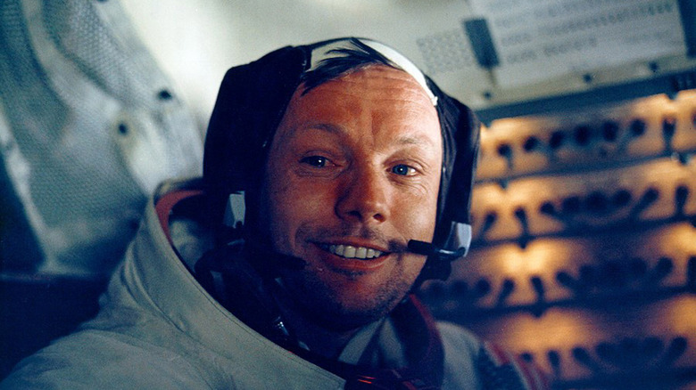 Astronaut Neil Armstrong in the Apollo 11 moon lander