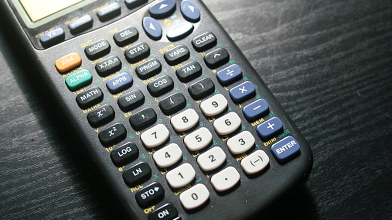 Graphing calculator on a table