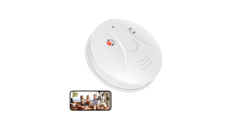 A smoke detector with a built-in hidden camera