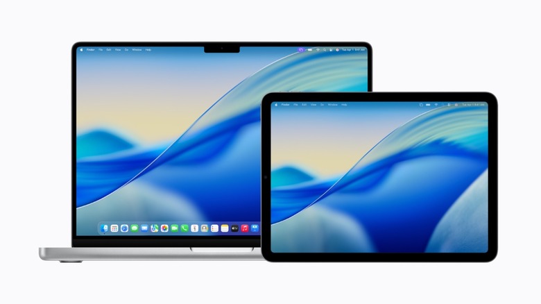 Mockups of Mac and iPad running Sidecar