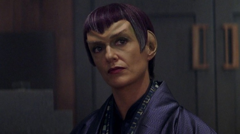 A Romulan in a silky, blue robe from Star Trek: Nemesis