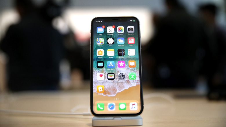 The iPhone X is displayed at an Apple Store